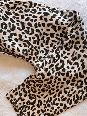J.crew ruffle waist leopard linen pants size 4 brand new without tags